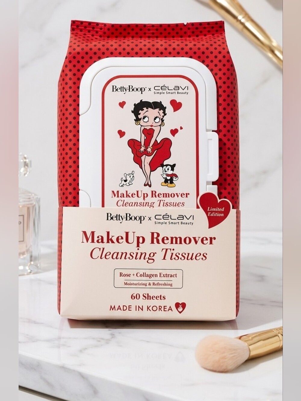3/$25 Betty Boop makeup remover tissue pack